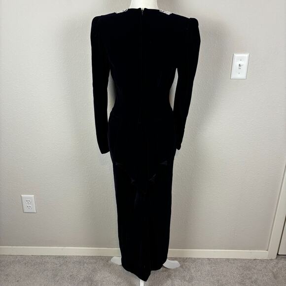 VTG Velvet Dress 10 Lace Neck Victorian Whimsygoth Edwardian McClintock 90s - Picture 4 of 12